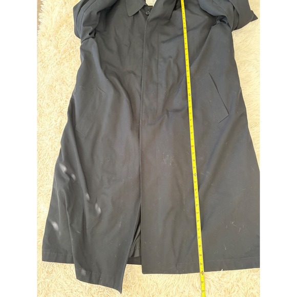 London Fog Mens Black Trench Coat Long Rain‎ Coat Classic Overcoat 46 - Picture 10 of 10